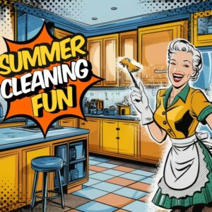 home cleaning comic postcard marketing